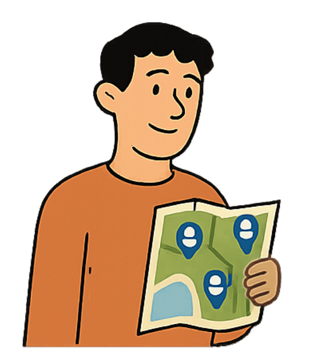 Person with Map Illustration